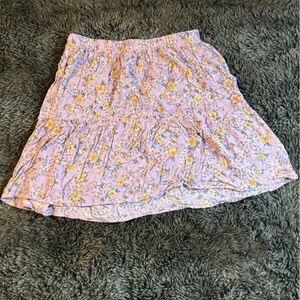 Hippie Rose floral pink yellow green mini skirt stretch waist
